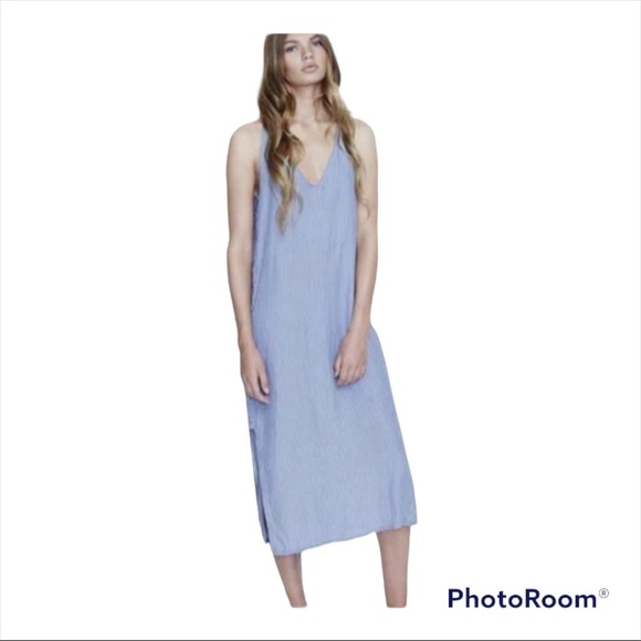 FAITHFULL THE BRAND x REVOLVE Blue White Stripe Blue Blanc Midi Dress Size 4/S - Picture 5 of 14